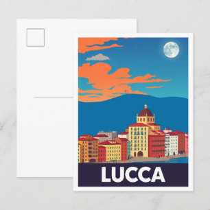 Lucca Italien Art Vintage resor Illustration Vykort