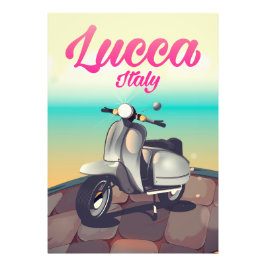 Lucca Italien Scooter reseskylt tryck. Fototryck