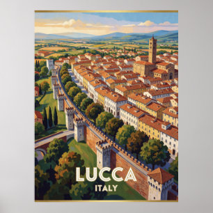 Lucca Italien Stadsmurar Resescen 🧱 Poster