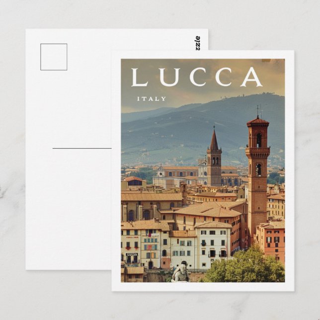 Lucca Italien Vintage Berömd Travel Ställe Vykort (Fram/baksida)