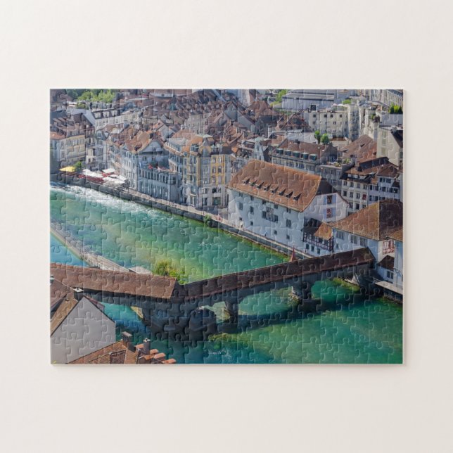 Lucerne Bridge Jigszle Puzzle Pussel (Horisontell)