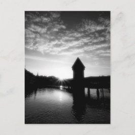 Lucerne Chapel Bridge-soluppgång Vykort