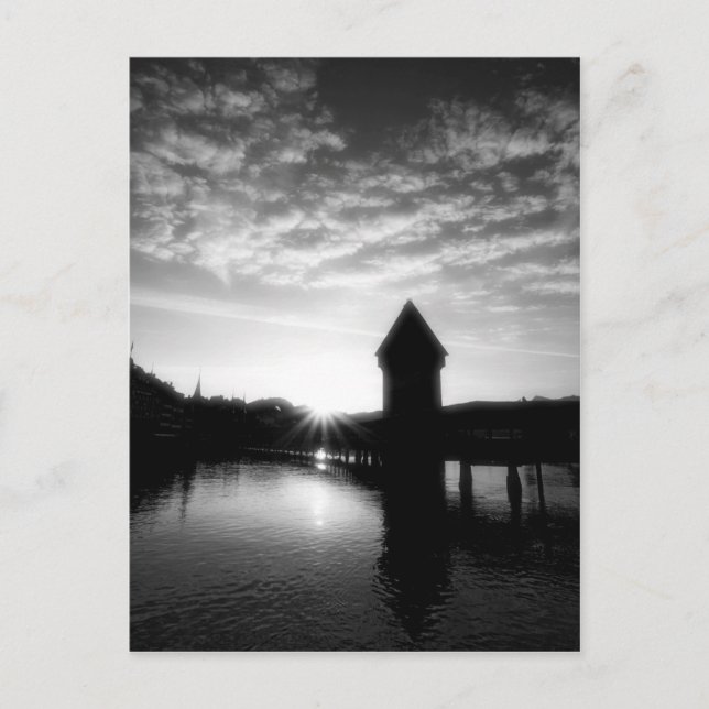 Lucerne Chapel Bridge-soluppgång Vykort (Framsida)