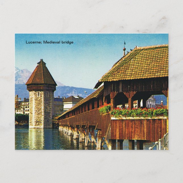 Lucerne; Medieval bridge Vykort (Framsida)