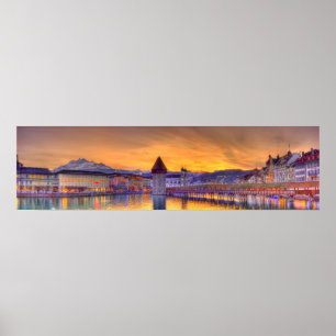 Lucerne Schweitz HDR panorama- fotografi Poster