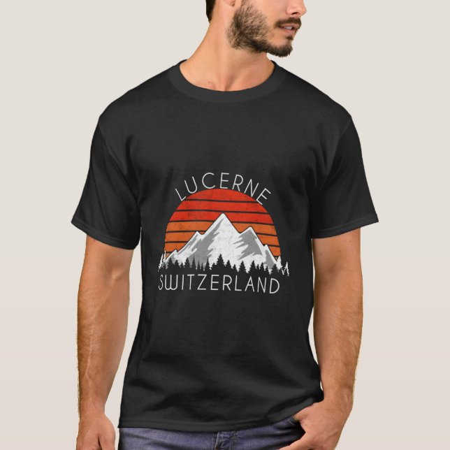 Lucerne Schweiz Distress T Shirt (Framsida)