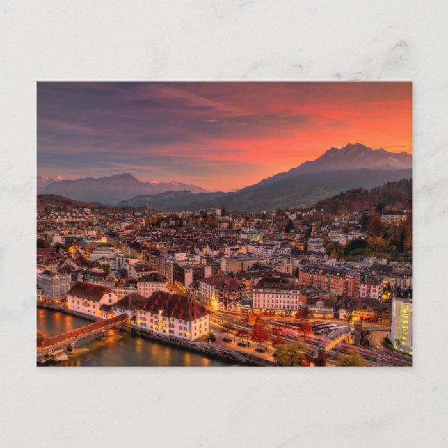 Lucerne Schweiz HDR Fine Art Print Postcard Vykort (Framsida)