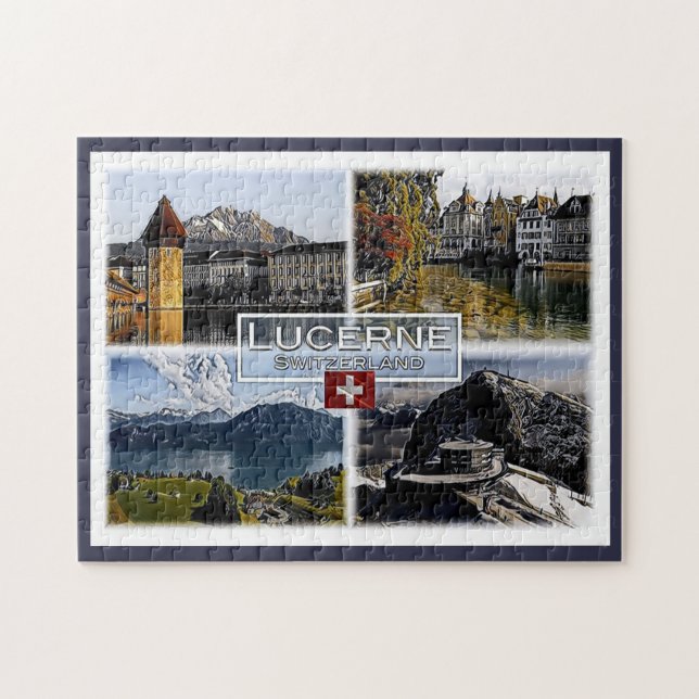 Lucerne - Schweiz - Mosaic - Pussel (Horisontell)