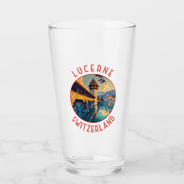 Lucerne Schweiz Retro Distress Circle Glaskopp (Framsida)