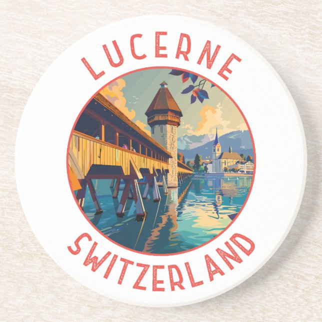 Lucerne Schweiz Retro Distress Circle Underlägg (Framsidan)
