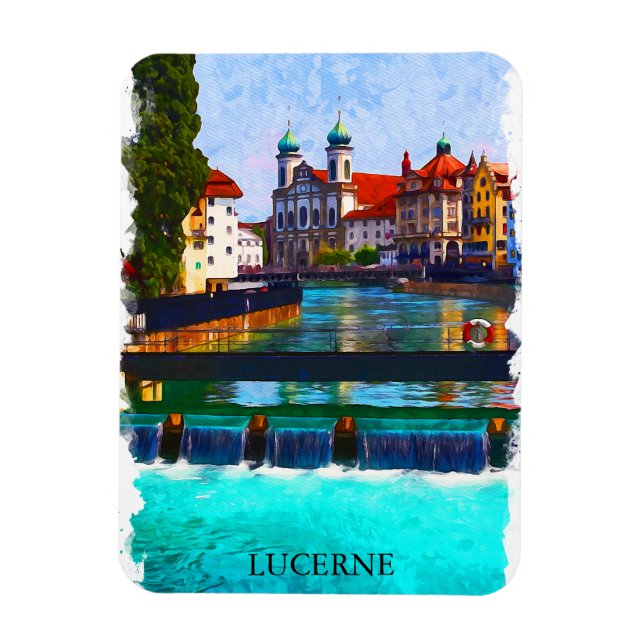 Lucerne Schweiz Swiss Europe Magnet (Vertikal)