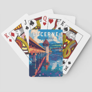 Lucerne Schweiz Travel Art Vintage Casinokort
