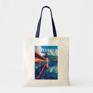 Lucerne Schweiz Travel Art Vintage Tygkasse