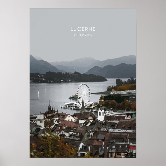 Lucerne, Schweiz Travel Artwork Poster (Framsidan)