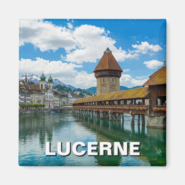 Lucerne Schweiz Travel Magnet (Framsidan)