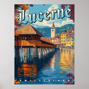 Lucerne Schweiz Vintage resor Poster