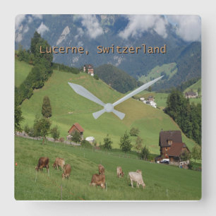 Lucerne, Schweiz Wall Clock Fyrkantig Klocka