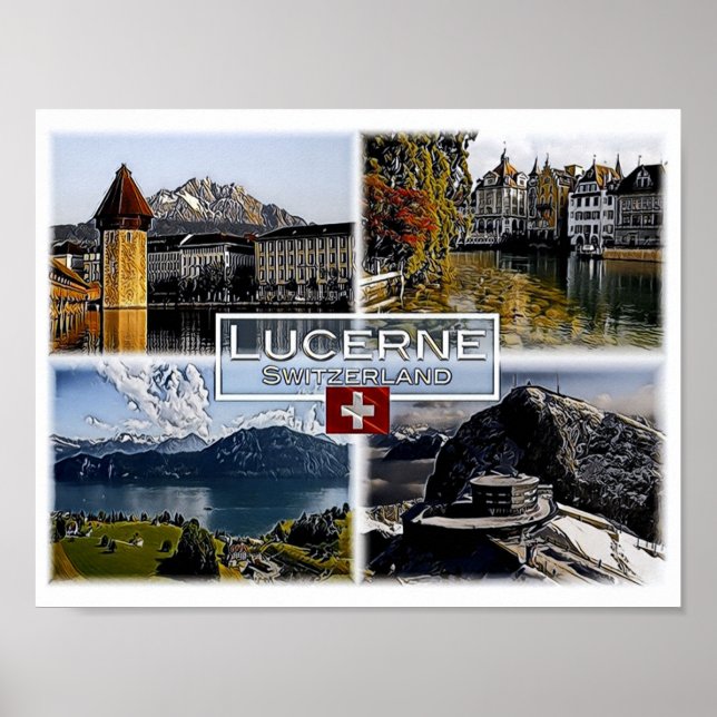 Lucerne - Switzerland - Mosaic - Poster (Framsidan)