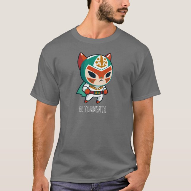 Lucha Libre Cat Mask Mexican Wrestling, El Torment T Shirt (Framsida)