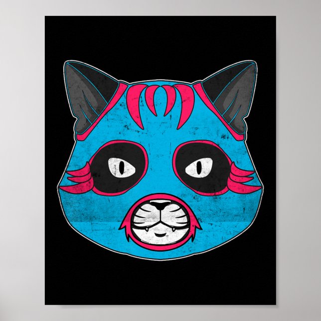 Lucha Libre Cat Wears Luchador Wrestling Mask Poster (Framsidan)