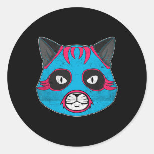 Lucha Libre Cat Wears Luchador Wrestling Mask Runt Klistermärke