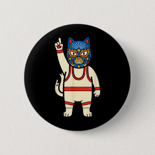 Lucha Libre Katt Wrestling Luchador Rolig Retro Knapp