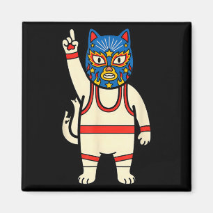 Lucha Libre Katt Wrestling Luchador Rolig Retro Magnet