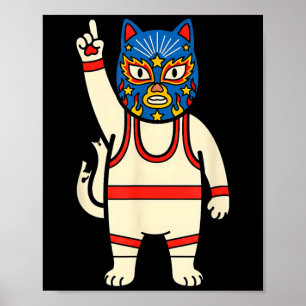 Lucha Libre Katt Wrestling Luchador Rolig Retro Poster