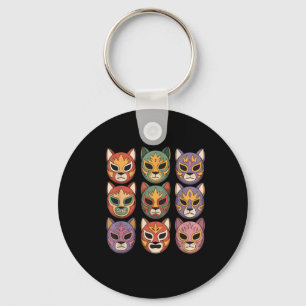 Lucha Libre Kattmaskerad Rolig Luchador Mask Gato Nyckelring