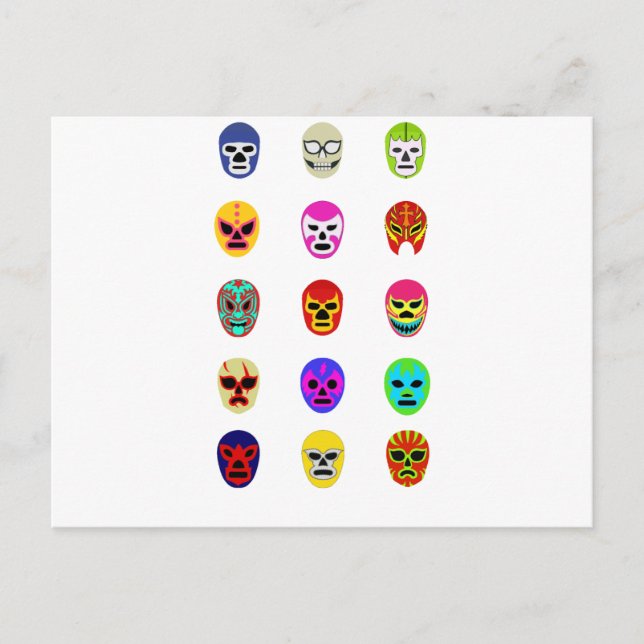 Lucha Libre Mask Mexican Wrestling Vykort (Framsida)