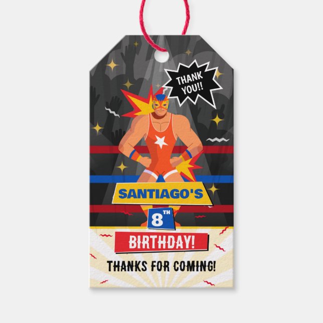 Lucha Libre Mexican Wrestling Birthday Gift Märkre Presentetikett (Framsidan)