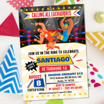 Lucha Libre Mexican Wrestling Birthday-inbjudan