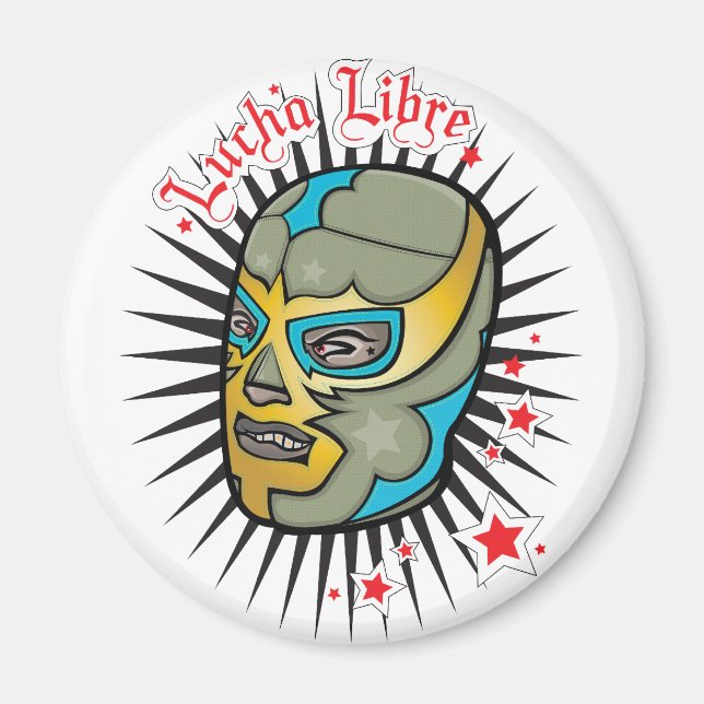 Lucha Libre Mexican Wrestling Mask Magnet (Framsidan)