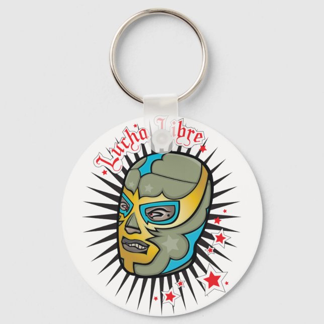 Lucha Libre Mexican Wrestling Mask Nyckelring (Framsida)