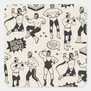 Lucha Libre: Mexikanska Wrestler mönster Fyrkantigt Klistermärke
