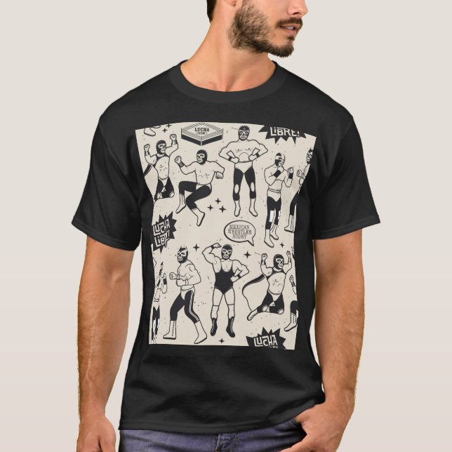 Lucha Libre: Mexikanska Wrestler mönster T Shirt (Framsida)