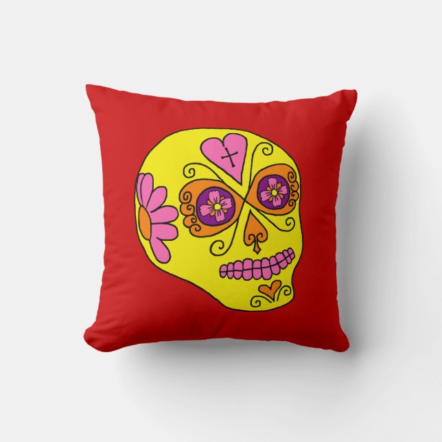 Lucha Libre Socker Skalle Kudde (Framsida)