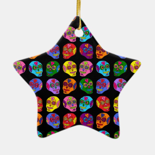 Lucha Libre Sugar Skull Julgransprydnad Keramik (Baksidan)