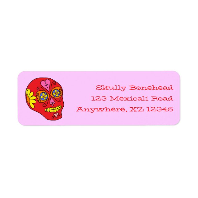 Lucha Libre Sugar Skull Returadress Etikett (Framsidan)