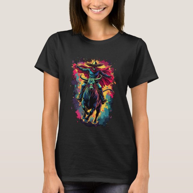 Lucha Libre Vaquero Mexikansk Rodeoanda T Shirt (Framsida)