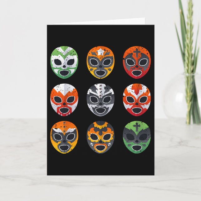 Lucha Libre Wrestling Mask Cinco De Mayo Mexikansk Kort (Framsida)