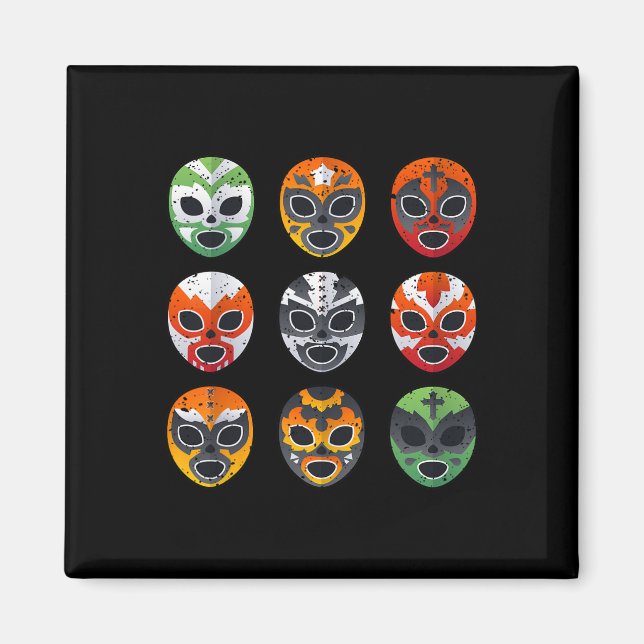 Lucha Libre Wrestling Mask Cinco De Mayo Mexikansk Magnet (Framsidan)