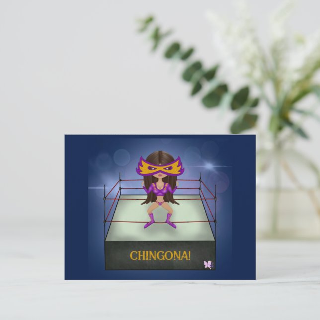 Luchadora Lucha Libre Mexican Wrestling Mugg Vykort (Stående Fram)