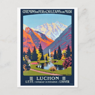 Luchon, spa-center, Frankrike, vintage resa Vykort