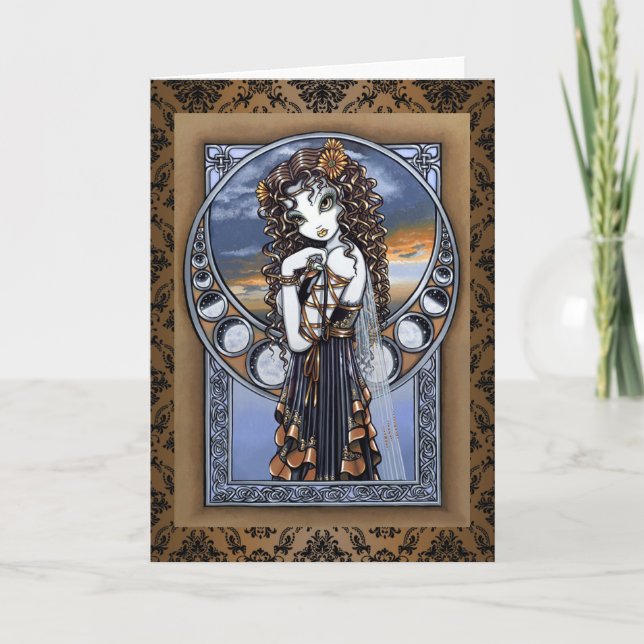 "Lucia" Gothic Flower Måne Fairy Art Greeting Card Kort (Framsida)