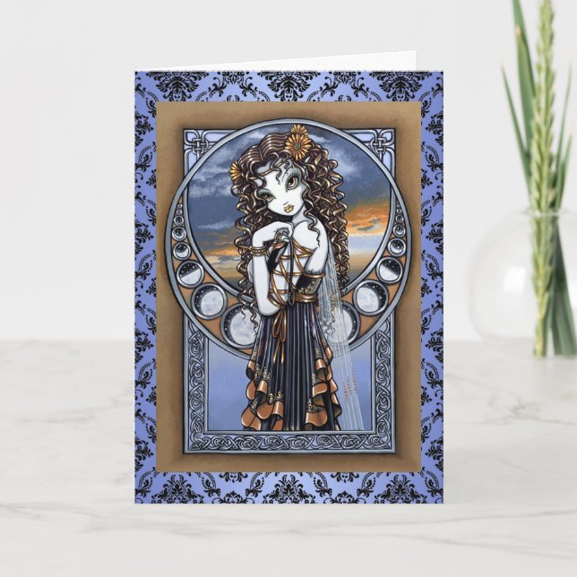 "Lucia" Gothic Flower Måne Fairy Art Greeting Card Kort (Framsida)