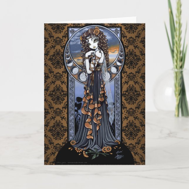 "Lucia" Gothic Flower Måne Fairy Art Greeting Card Kort (Framsida)