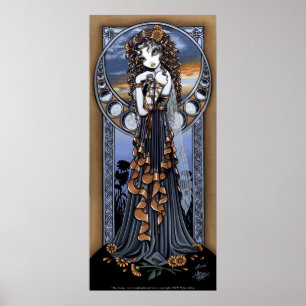 "Lucia" Gothic Flower Måne Fairy Art Poster