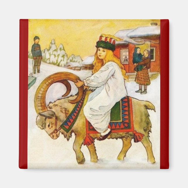 Lucia Riding a jul Goat Magnet (Framsidan)