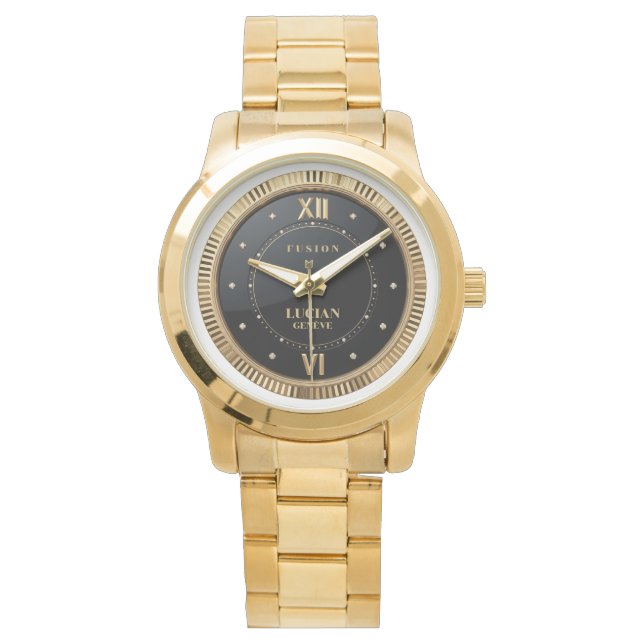LUCIAN GENÈVE Lyxig Guldklocka Armbandsur (Framsida)